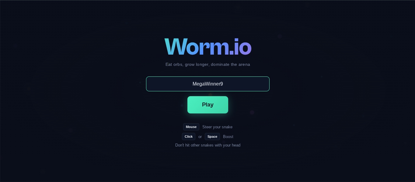 Worm.io start screen